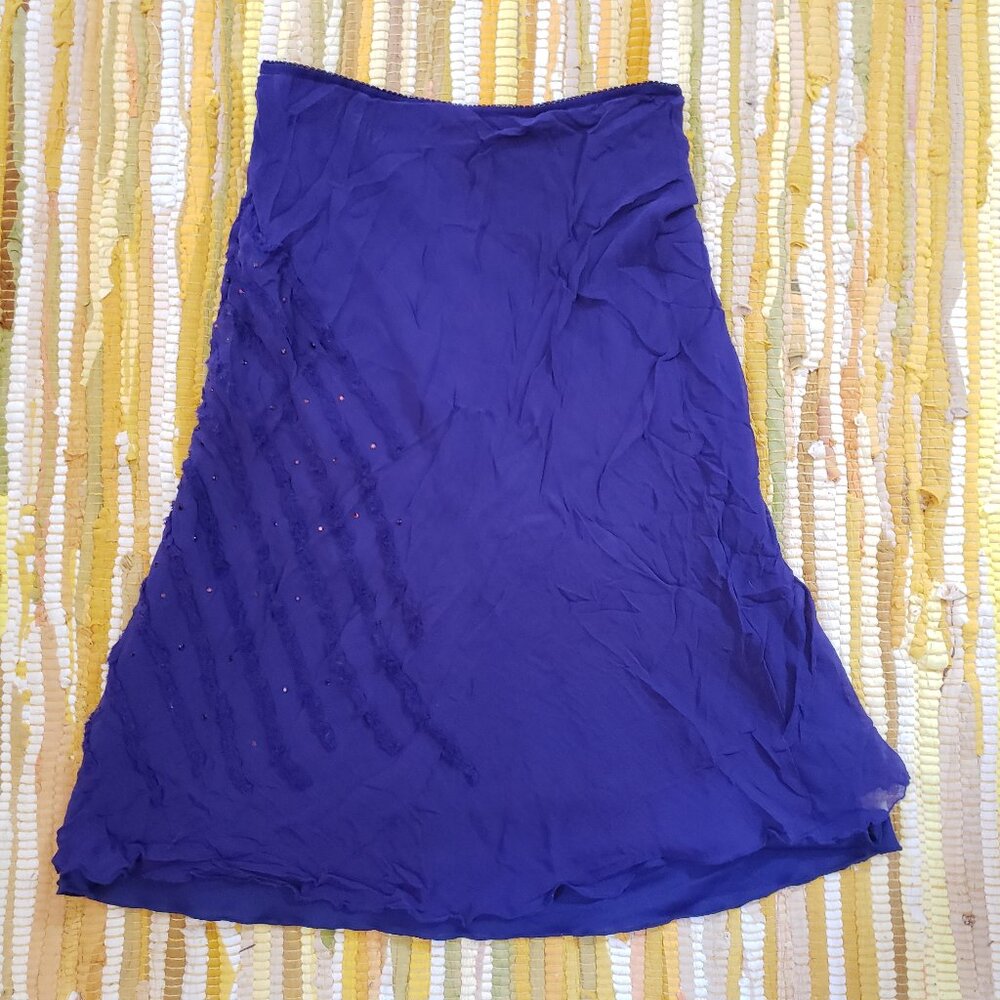 Jonathan Martin Y2K Vintage Purple knee length Silk Skirt Ruffle Detail small